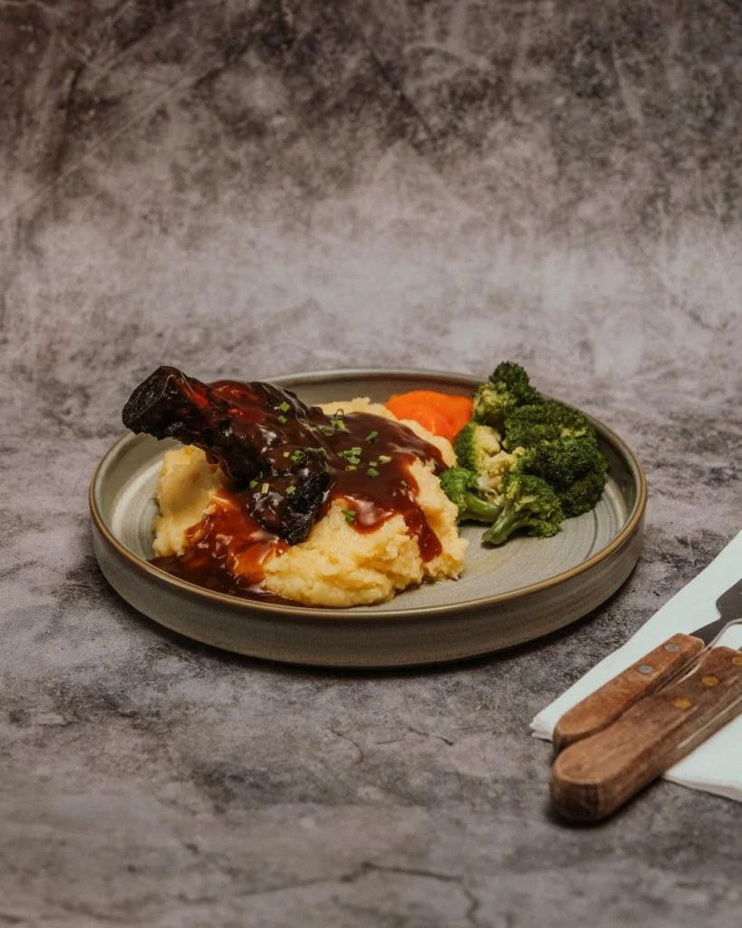 Slow cooked lamb shank